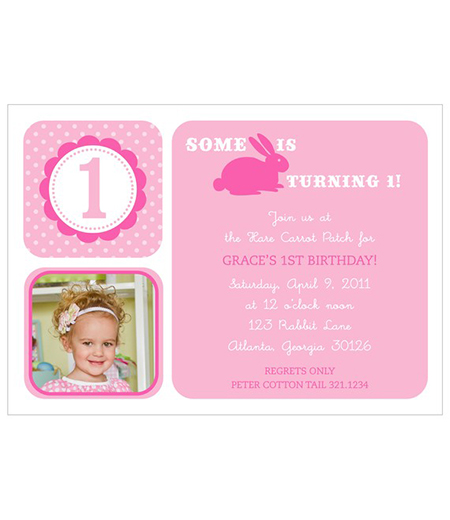 Hoppy Birthday Bunny - Customized Printable Invitation - Light Pink